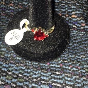 Size 8 ruby red sterling silver ring